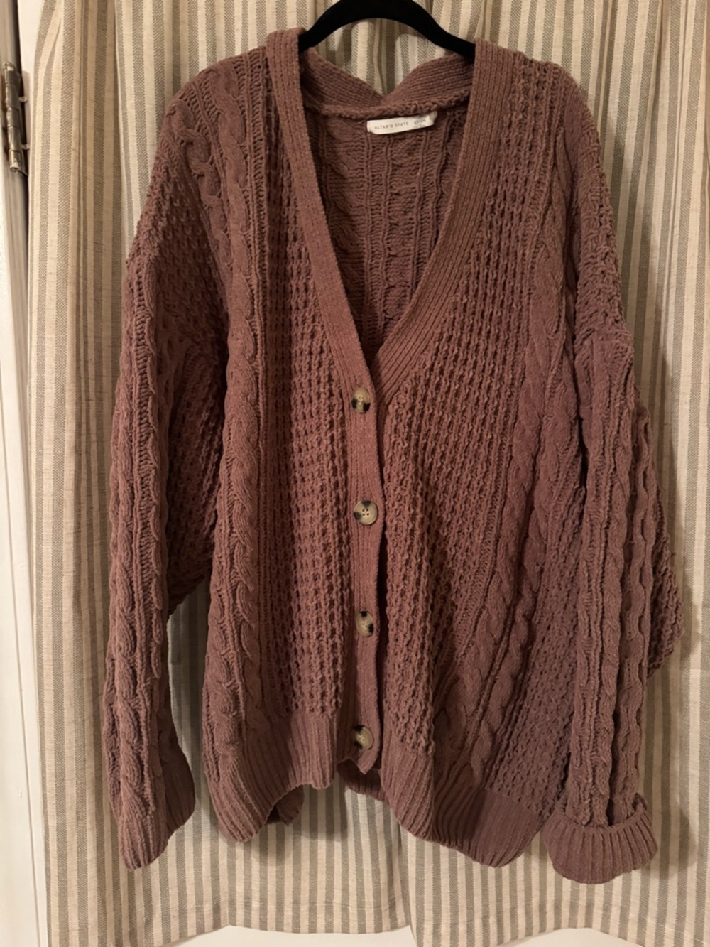 Cable Knit Button-Front Cardigan Sweater - altard state